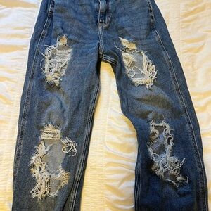 Hollister Blue Boyfriend Jeans Distressed Style
